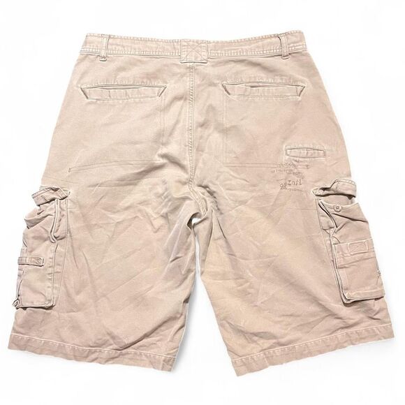 Vintage Y2K OP Ocean Pacific Cargo Brown Tan Shorts Spellout sz 33 - Picture 6 of 6